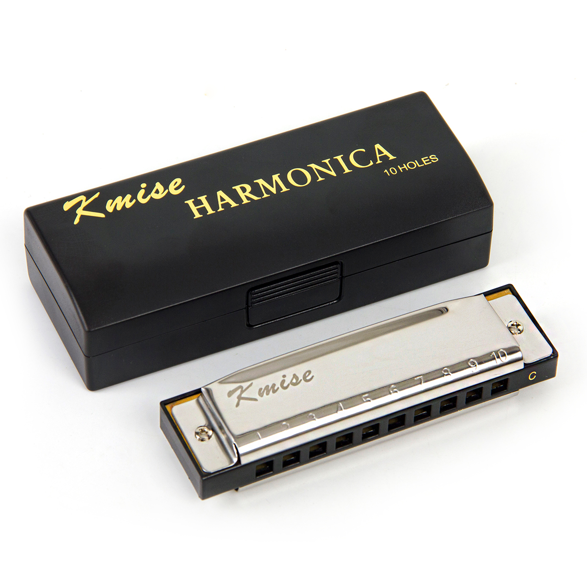 Kmise Harmonica French Harp Mouth Organ Phosphor Bronze C Key 10 Tone